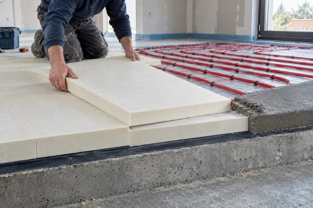 Isolant pour plancher chauffant : choix, épaisseur et pose