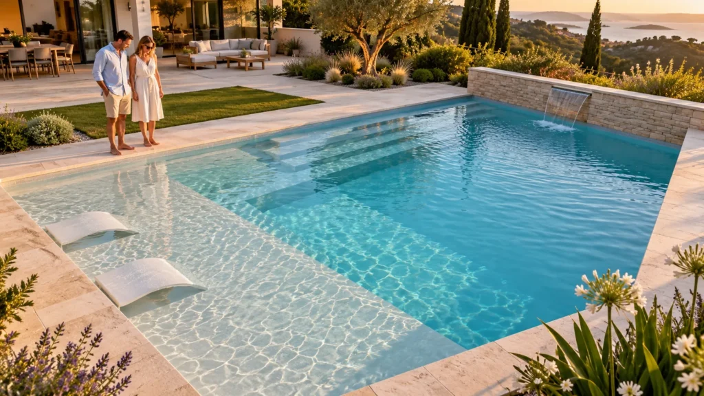 Piscine à fond incliné : pente, profondeur et usages